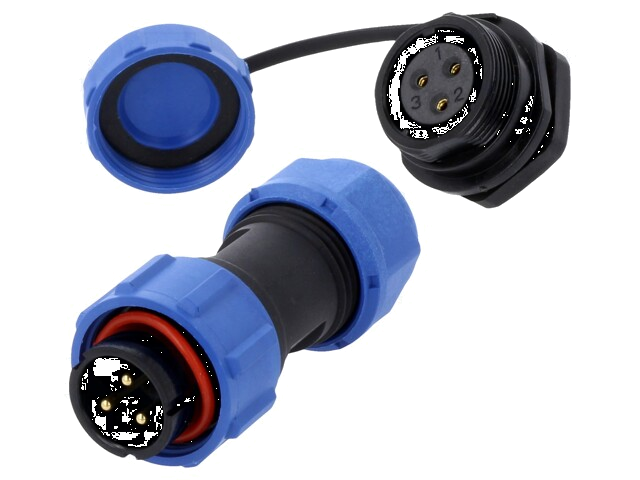 Connector: rond; mannelijk + vrouwelijk; PIN: 3; 3A; IP67; 500V Connector: rond; mannelijk + vrouwelijk; PIN: 3; 3A; IP67; 500V